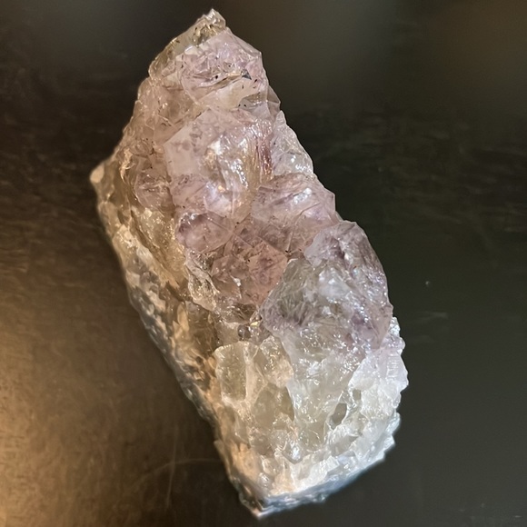 Amethyst cluster with rutilation and natural Prehnite towards the bottom - Picture 7 of 8